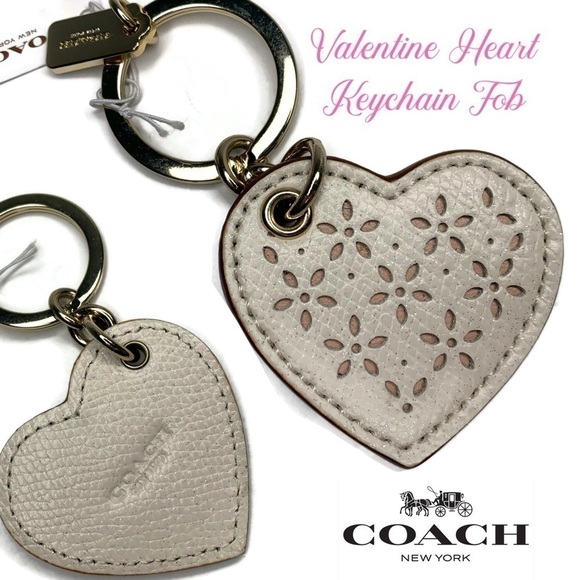 Coach Eyelet Laser Cut Heart Chalk Keychain Fob - Picture 1 of 3